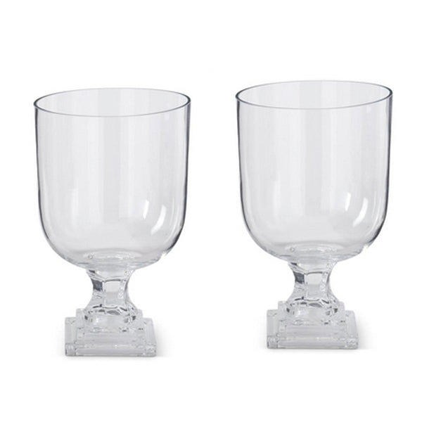 Pair of Glass Pedestal Footed Vases