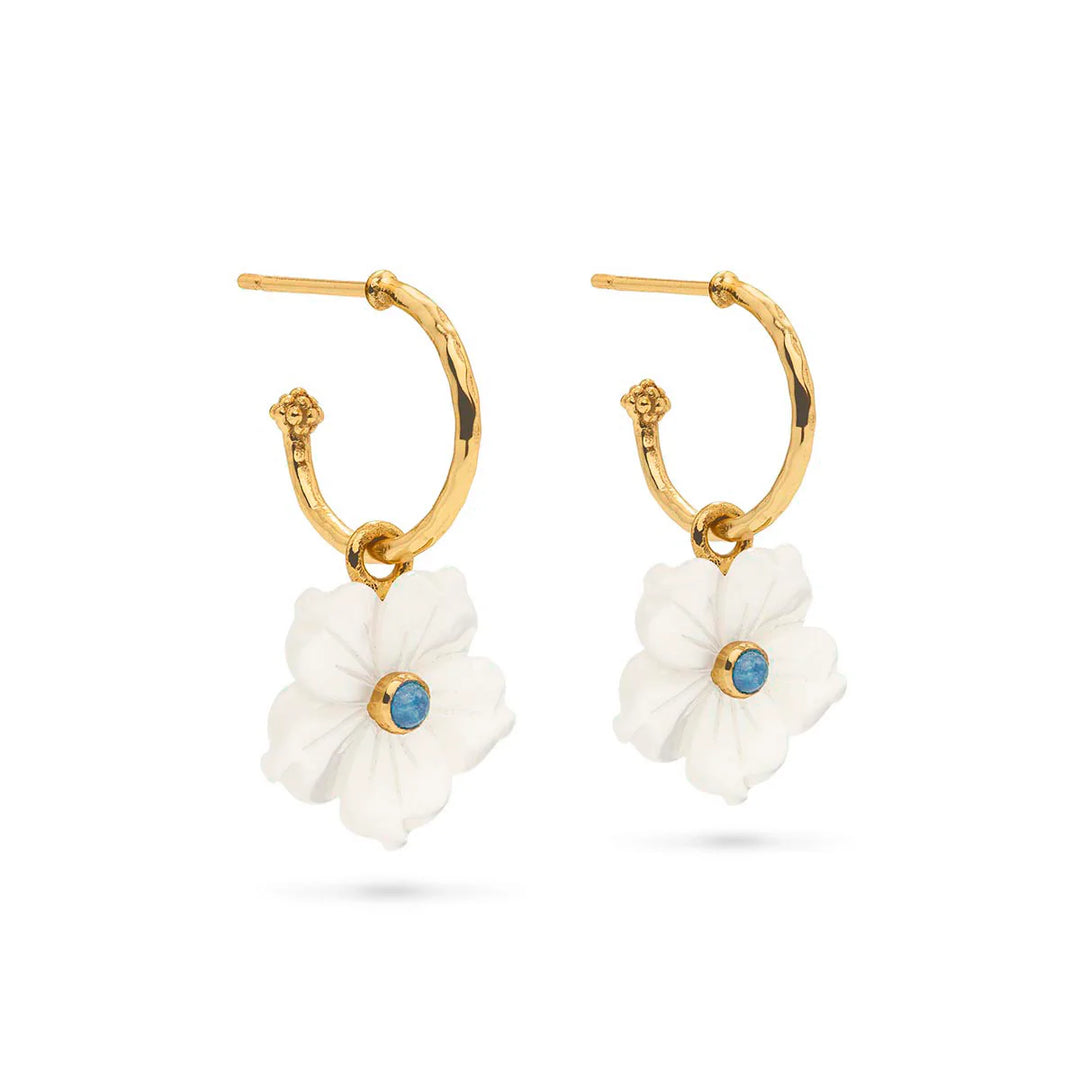 Mermaid Garden Hoop Earrings with Flower Charm