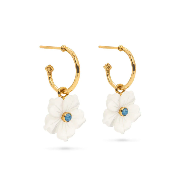 Mermaid Garden Hoop Earrings with Flower Charm