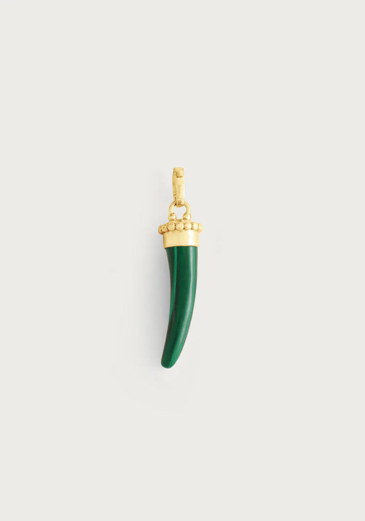 Milos Stone Horn Charm in Malachite