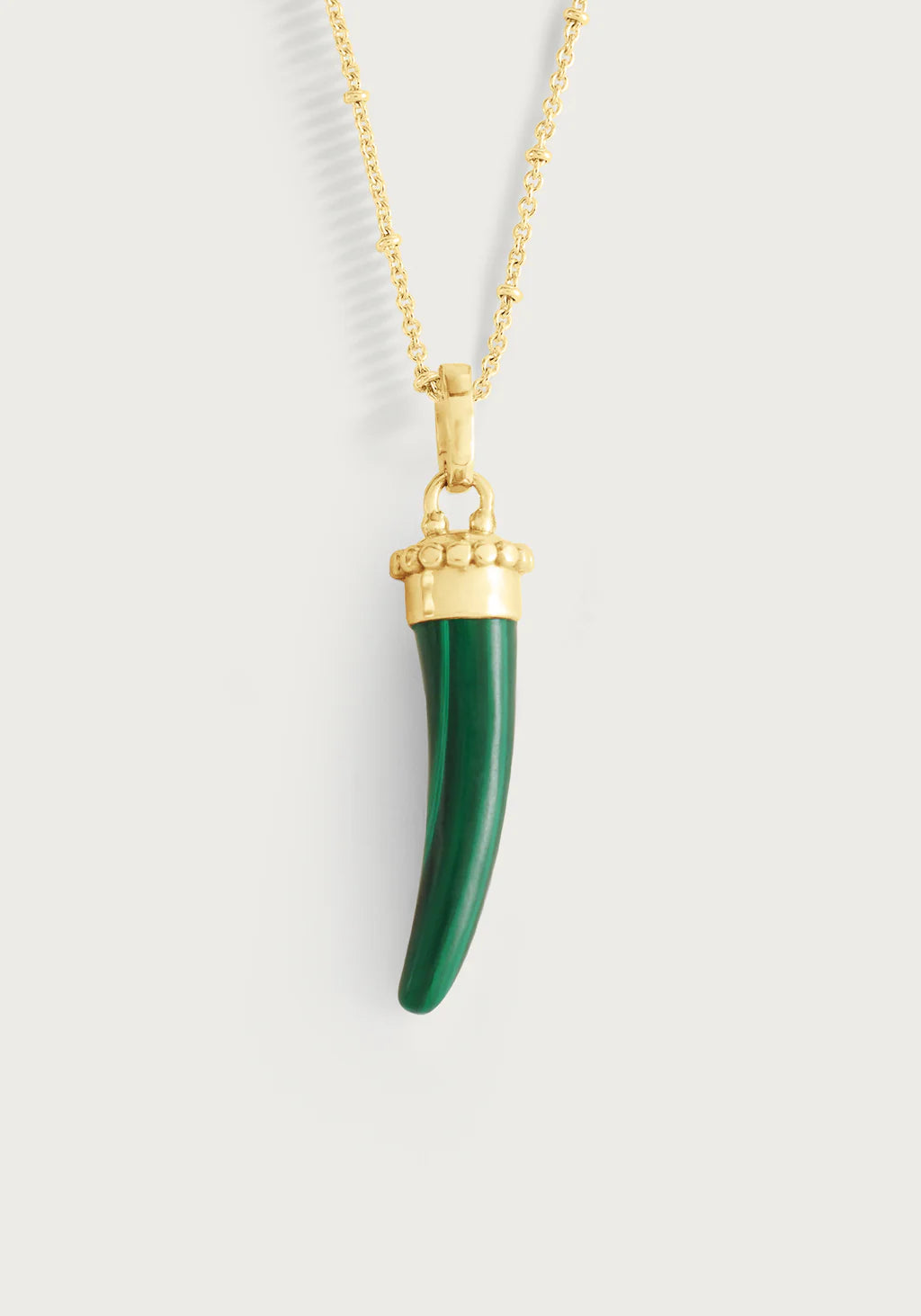 Milos Stone Horn Charm in Malachite