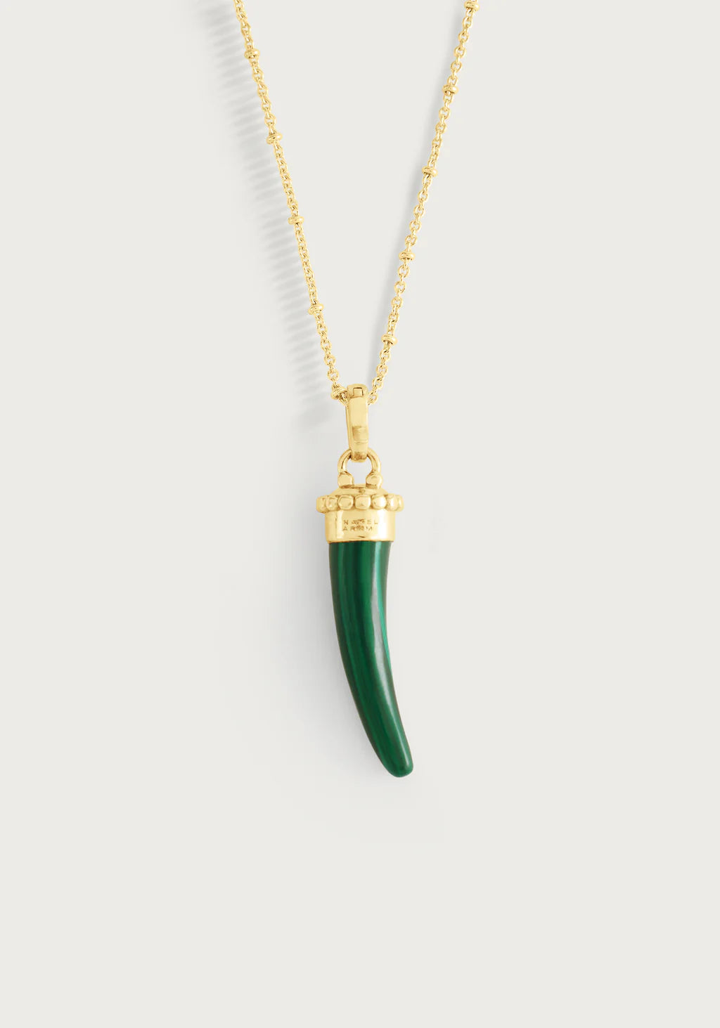 Milos Stone Horn Charm in Malachite