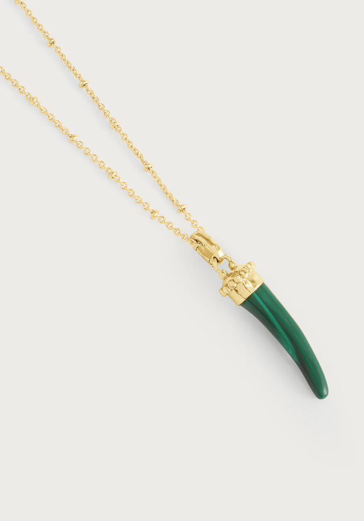 Milos Stone Horn Charm in Malachite