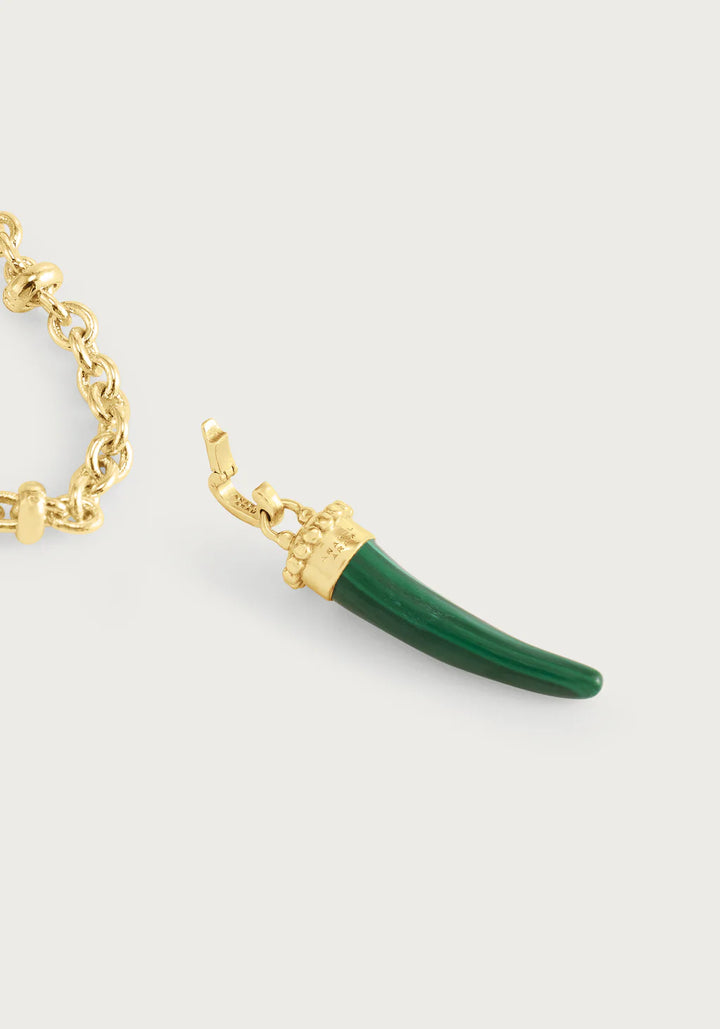 Milos Stone Horn Charm in Malachite