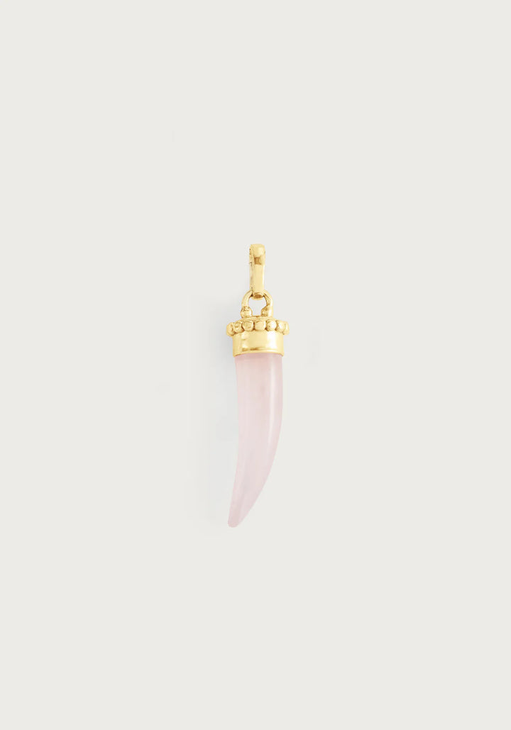 Milos Stone Horn Charm in Rose Quartz