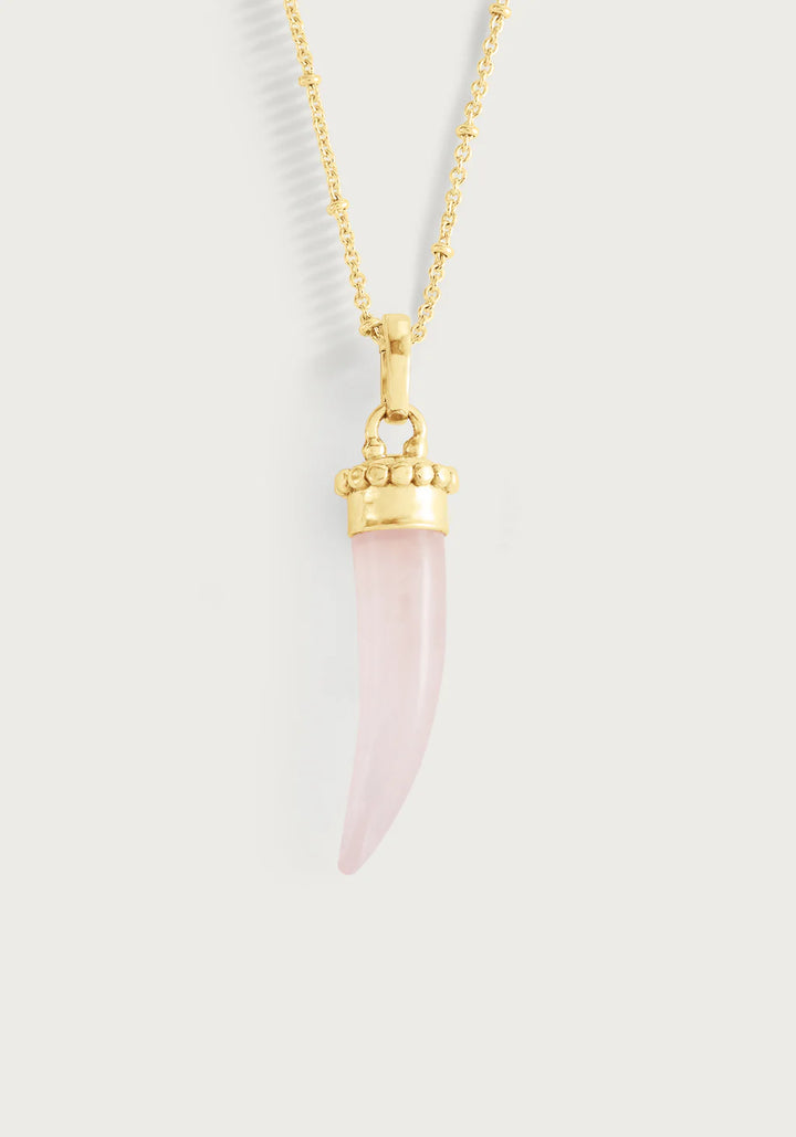 Milos Stone Horn Charm in Rose Quartz