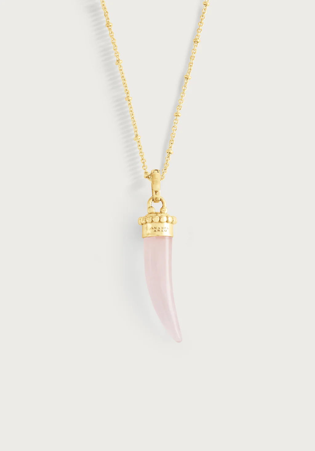 Milos Stone Horn Charm in Rose Quartz