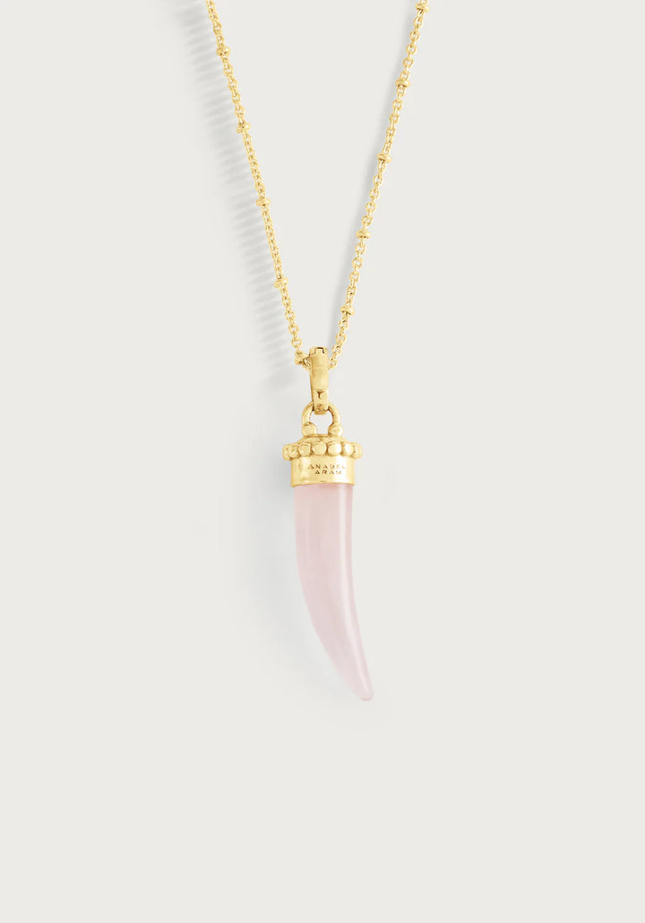 Milos Stone Horn Charm in Rose Quartz