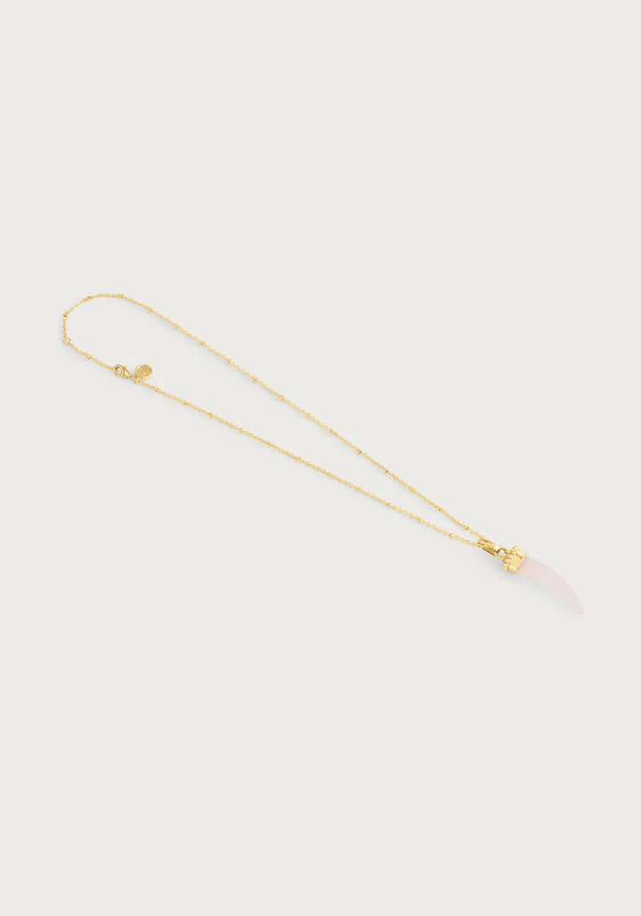 Milos Stone Horn Charm in Rose Quartz