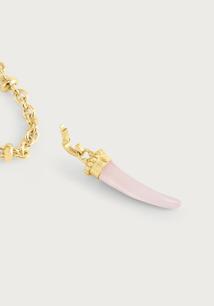 Milos Stone Horn Charm in Rose Quartz