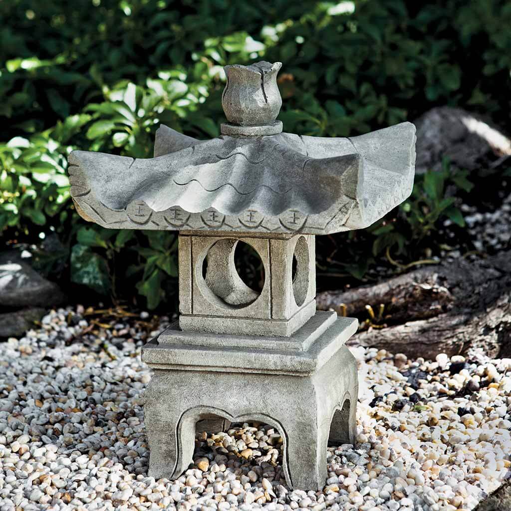 Antique Pagoda Cast Stone Garden Accent