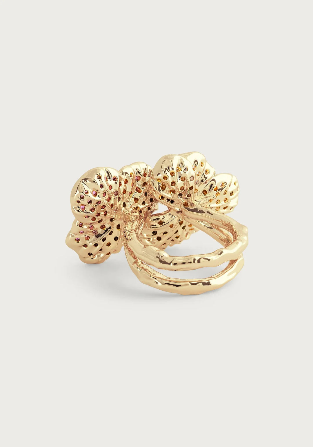 Double Orchid Pave Ring