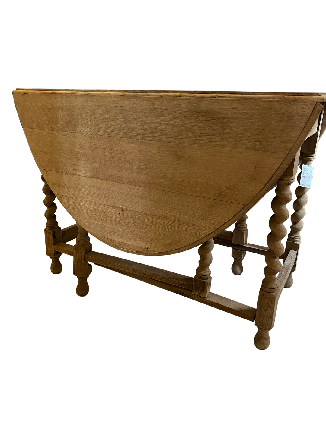 Antique Jacobean Barley Twist English Oak Drop Leaf Table