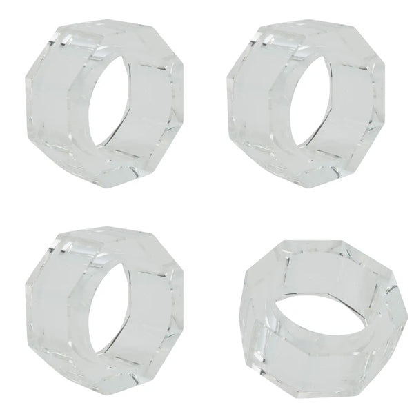 Faceted Crystal Napkin Rings – Set of 4