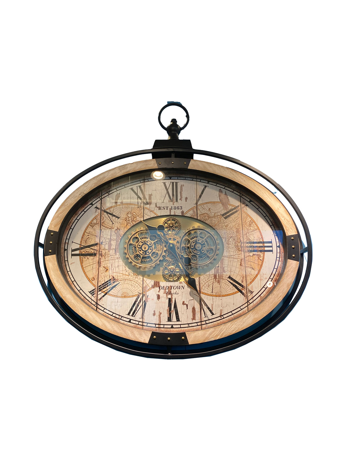 “Old Town” Vintage Gear Oval Wall Clock