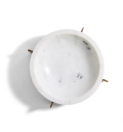 White Marble Bowl with Gold Stand