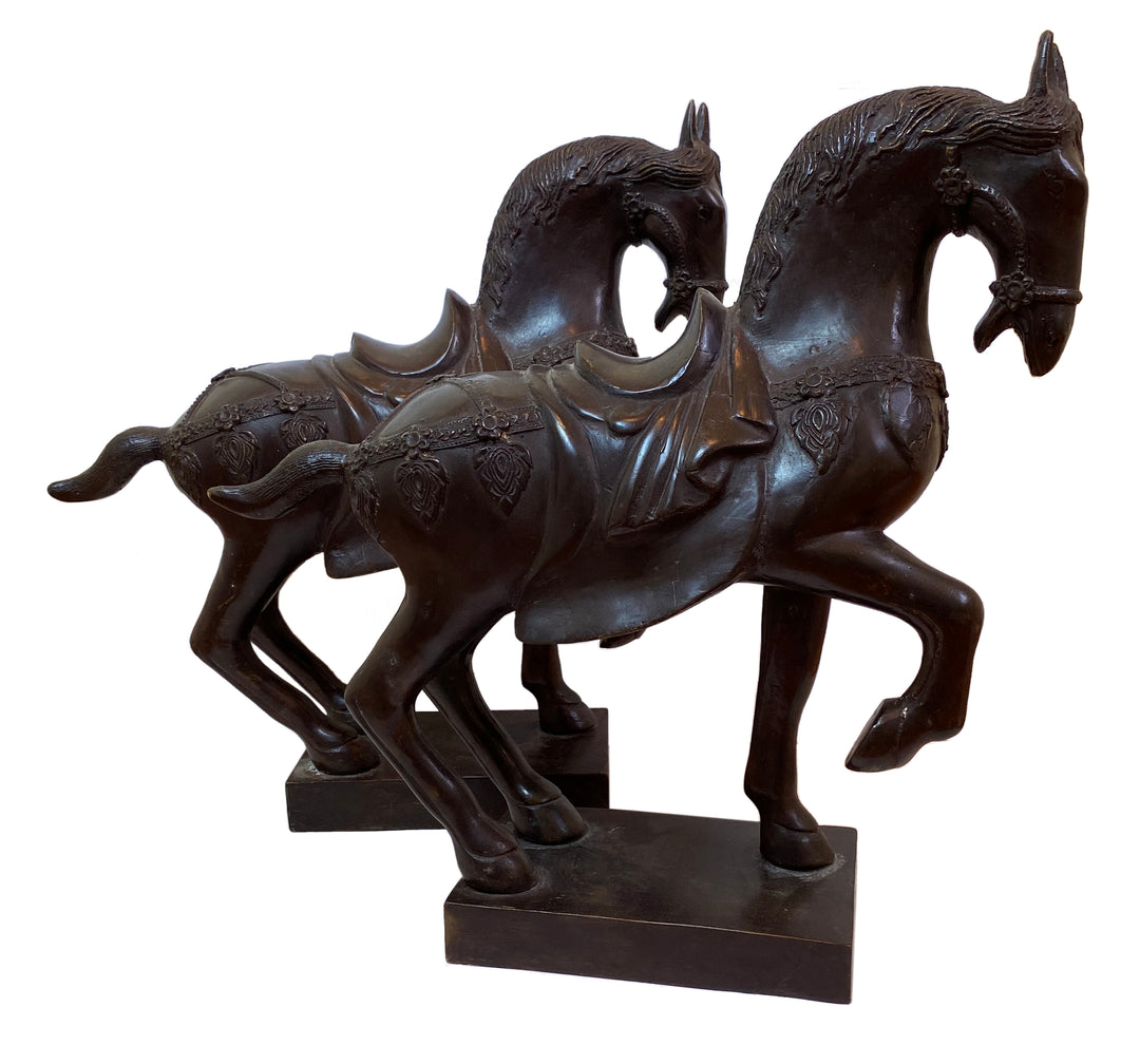 Pair of Chinese War Horses Sculptures