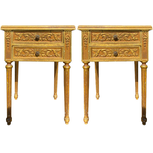 Pair of Neoclassic Two-Drawer Bedside Chests