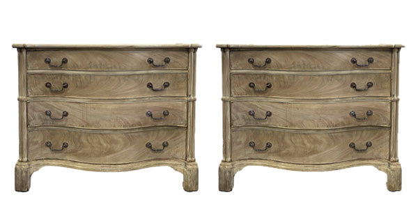 French-Inspired Bleached Wood Bamboo Serpentine Chest(s)