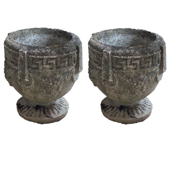 Pair of Vintage Concrete Urn Planters