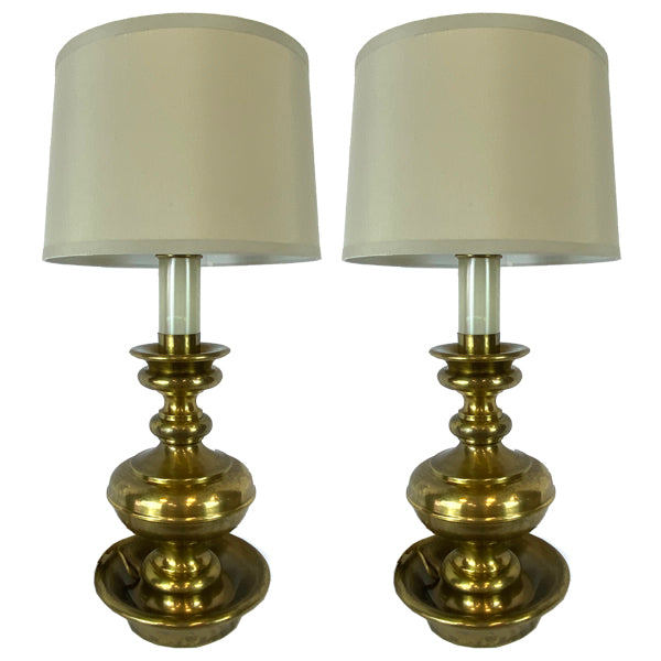 Pair Mid-century Modern Brass Table Lamps by Paul Hansen