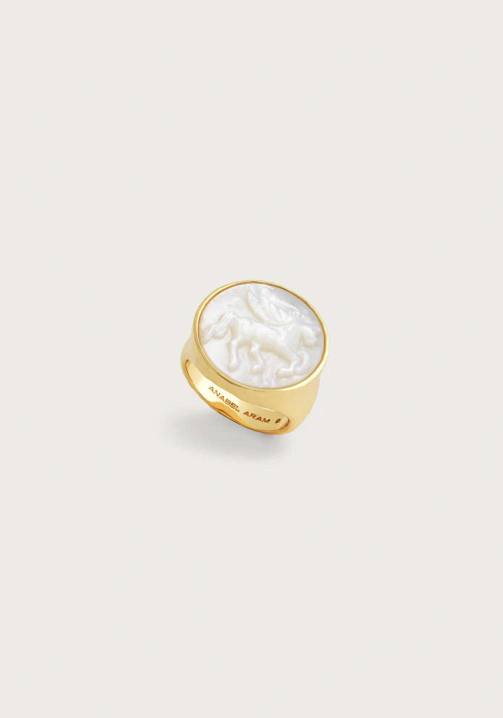 Pegasus Pearl Coin Signet Ring