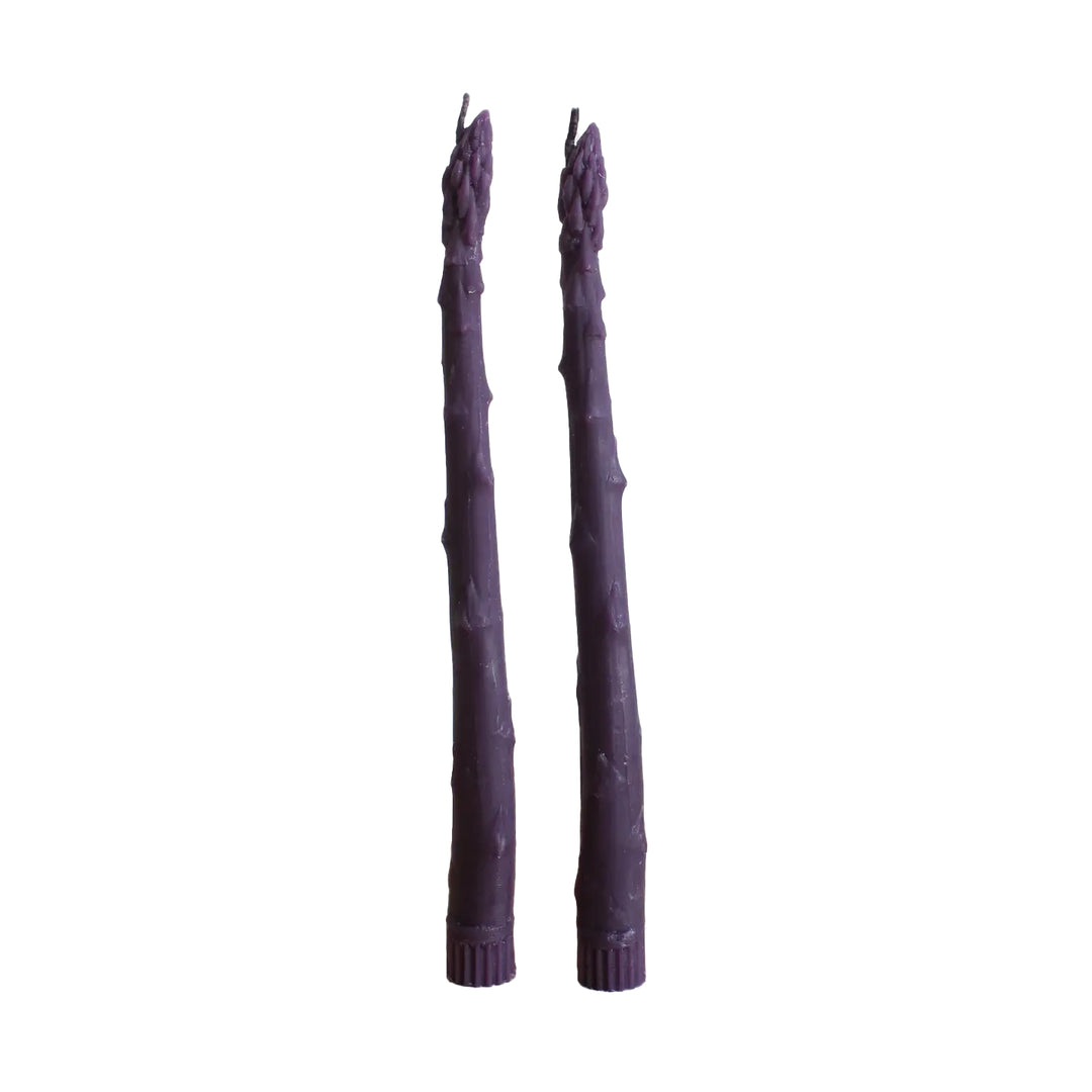 Purple Asparagus Beeswax Candles - Pair