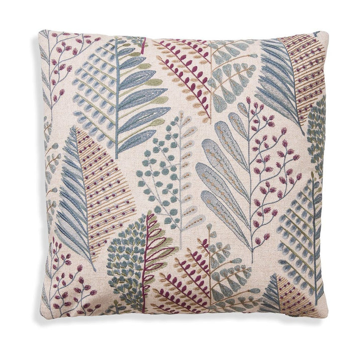 Spring Fern Embroidered Pillow