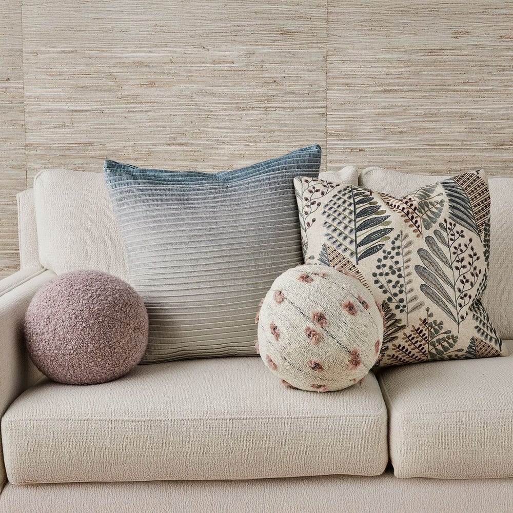 Spring Fern Embroidered Pillow