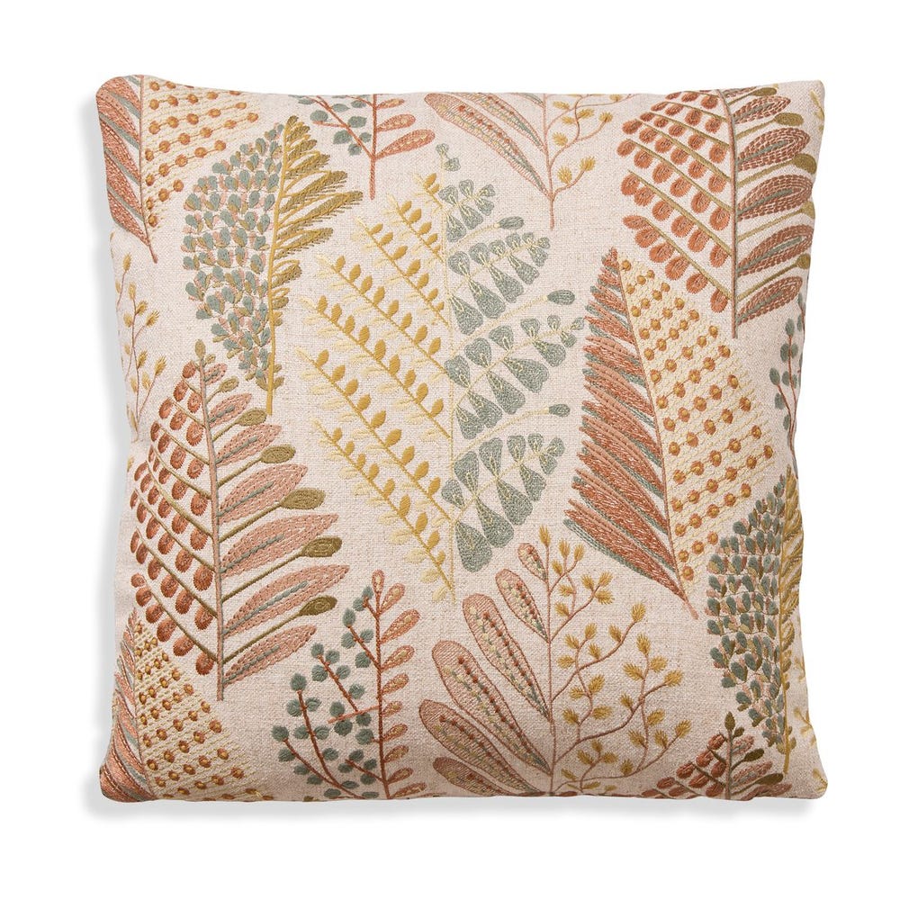 Autumn Fern Embroidered Pillow