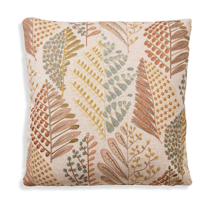 Autumn Fern Embroidered Pillow