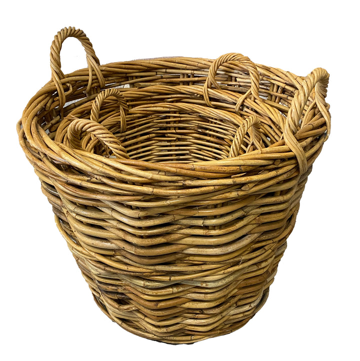 Set of Three Vintage Woven Rattan Baskets