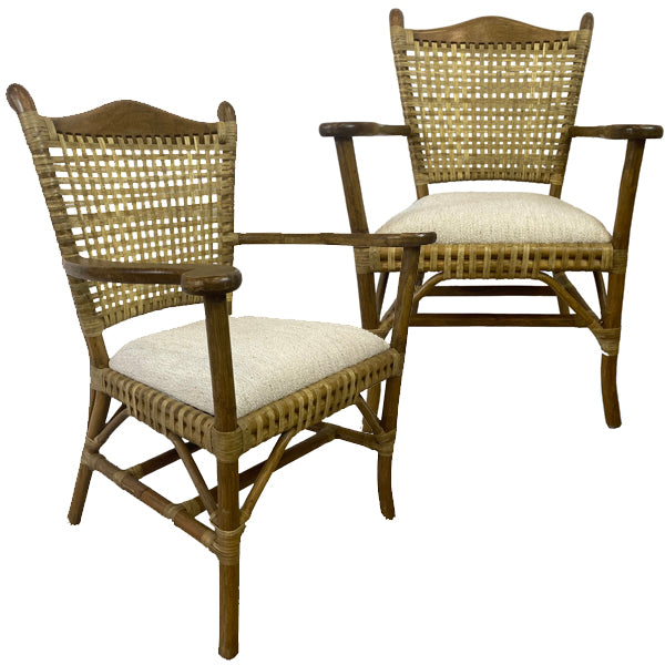 Pair Vintage McGuire-Style Arm Chairs