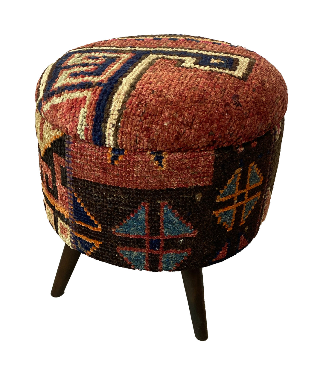 Vibrant Vintage Turkish Carpet Ottomans