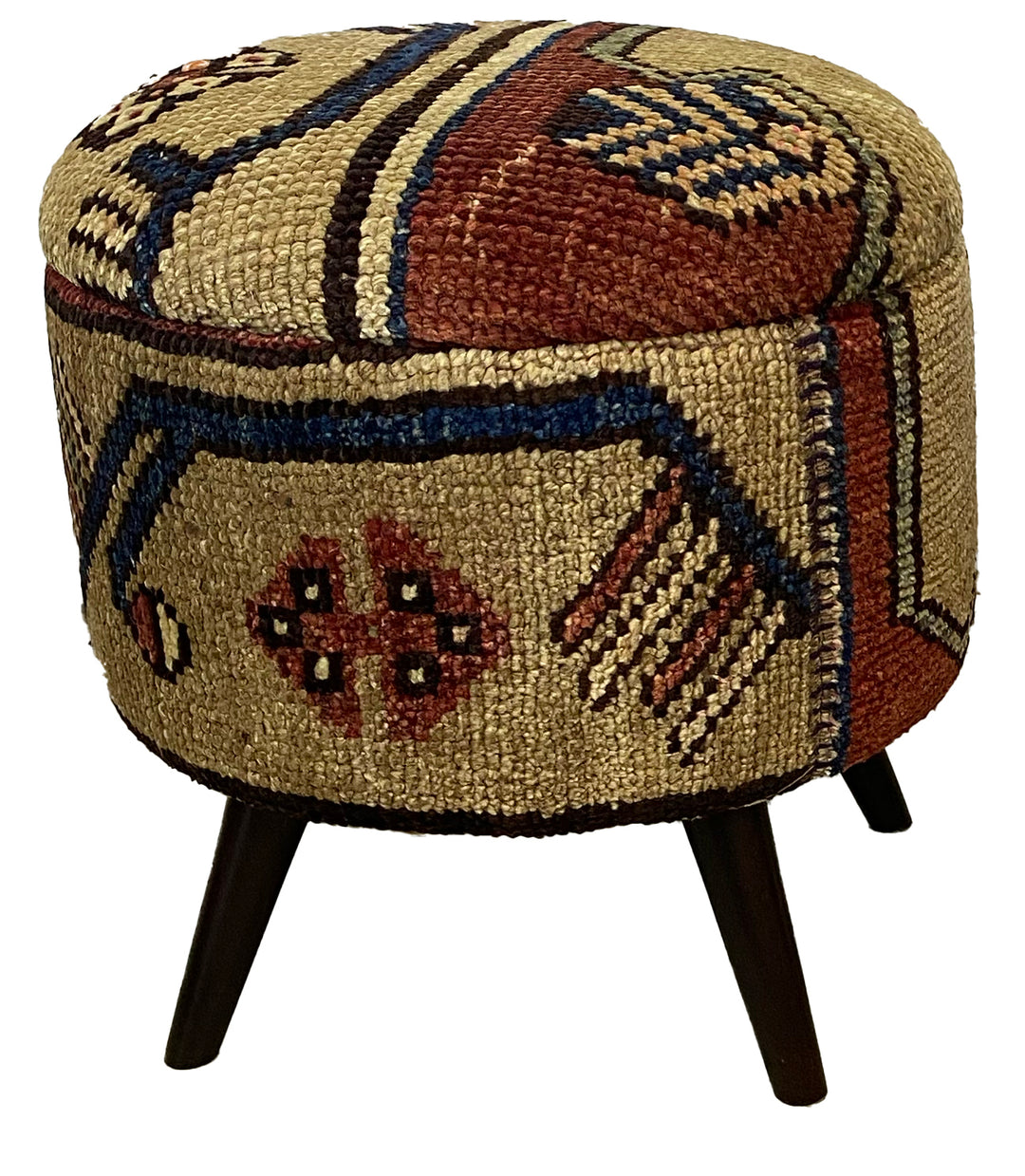 Vibrant Vintage Turkish Carpet Ottomans