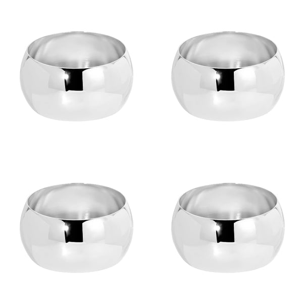 Polished Silver Napkin Rings – Set of 4