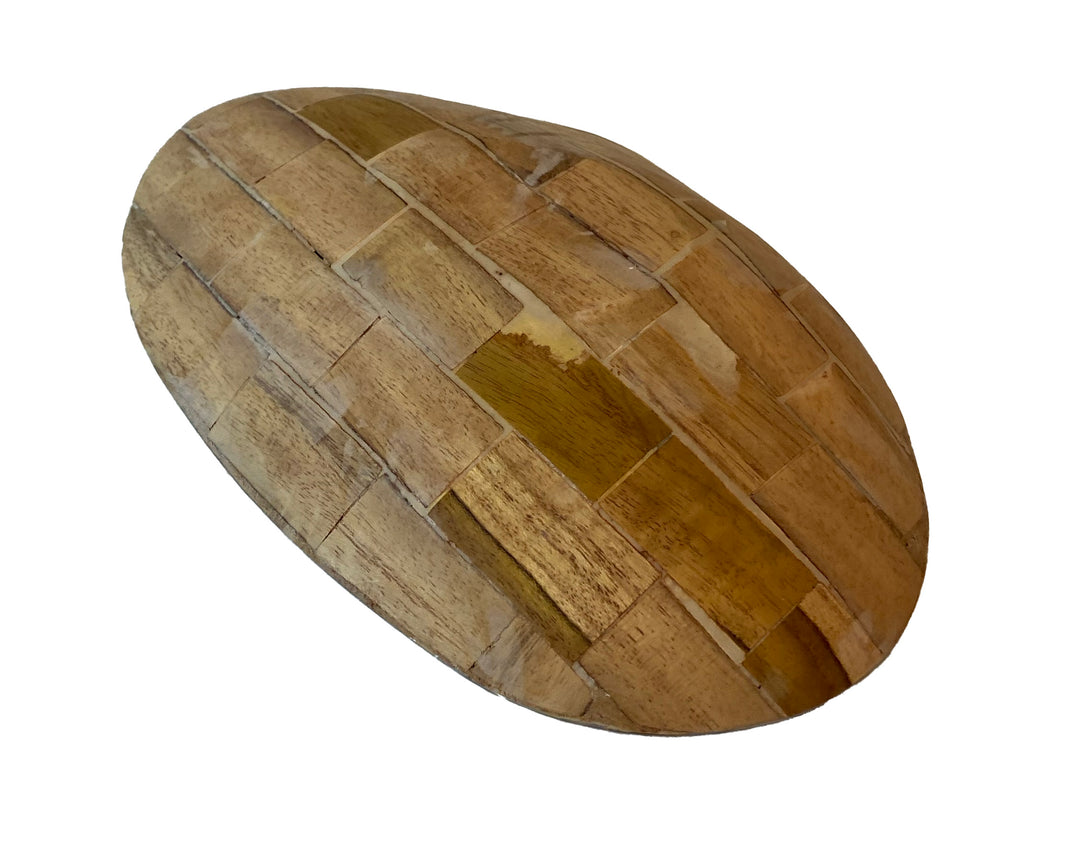 River Clam Bowl with Wood Base & Mother of Pearl Edge
