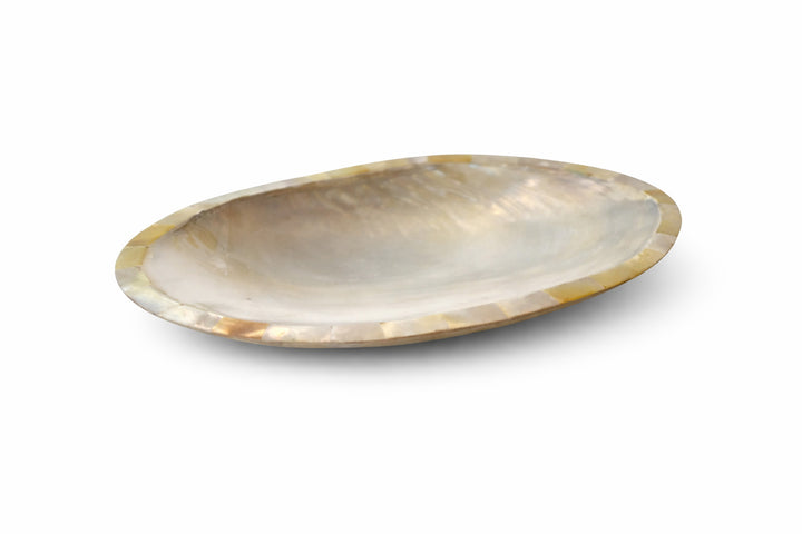 River Clam Bowl with Wood Base & Mother of Pearl Edge