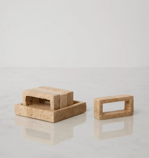 Travertine Napkin Ring, Set of 4