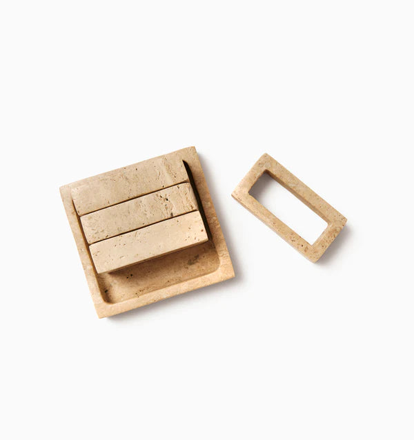 Travertine Napkin Ring, Set of 4