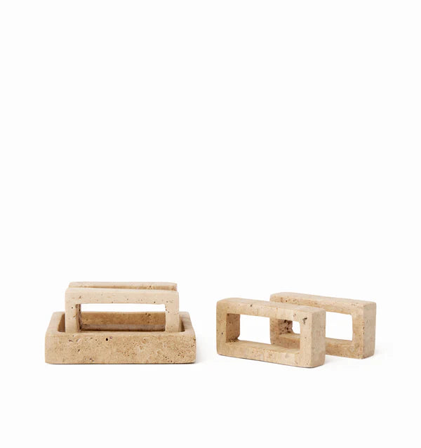 Travertine Napkin Ring, Set of 4