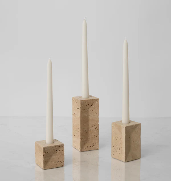 Travertine Candle Holder, Set of 3