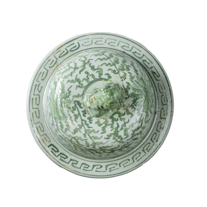 Jingdezhen Green Hand-Painted Temple Jar
