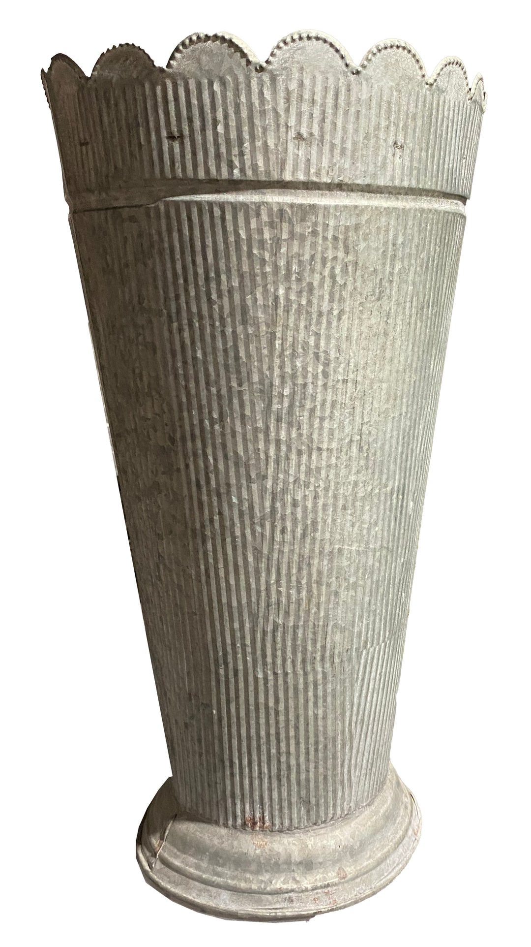 Ribbed Metal Floral Bucket with Scalloped Edge