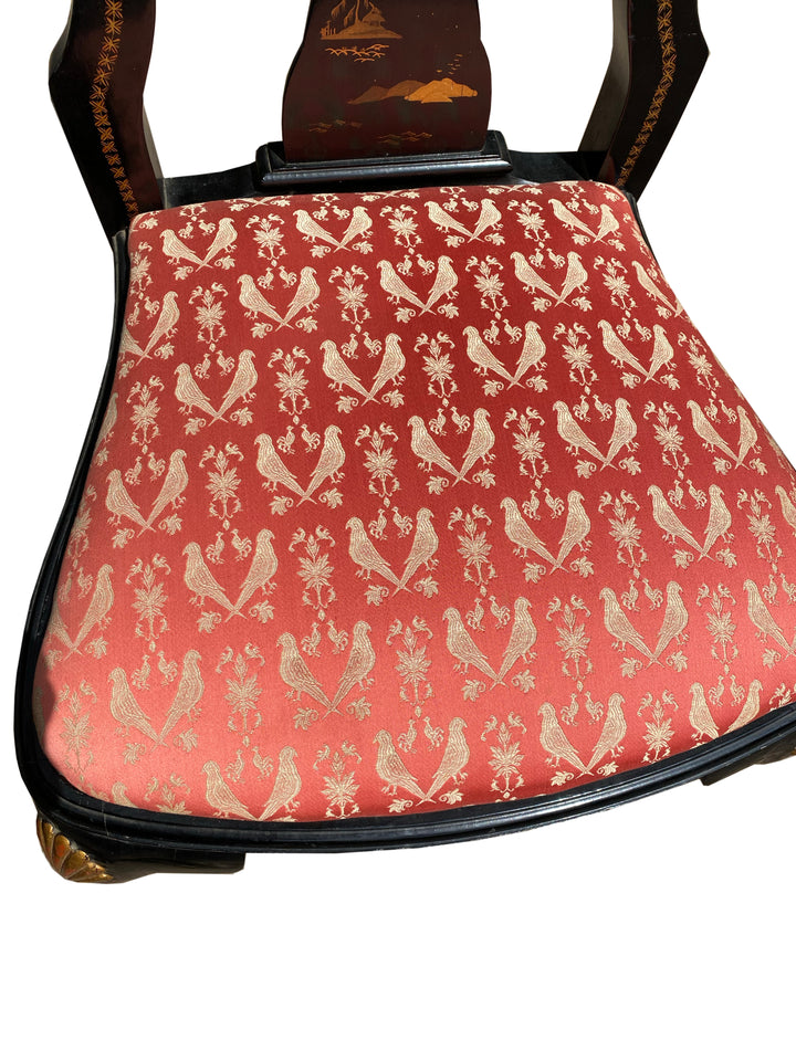 Pair of Vintage Chinoiserie Side Chairs with Scalamandré Silk Seats