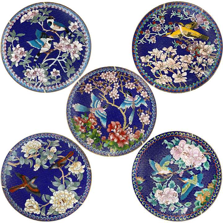 Set of 5 Cloisonne Plates