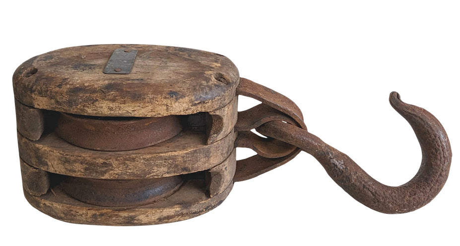 Early 20th Century Large Rustic Nautical Double Block Pulley