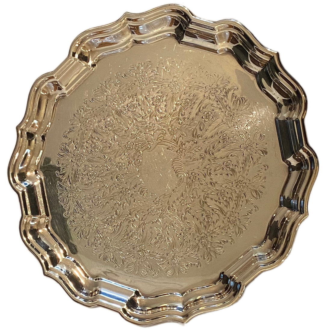 Scalloped Round Silver Tray