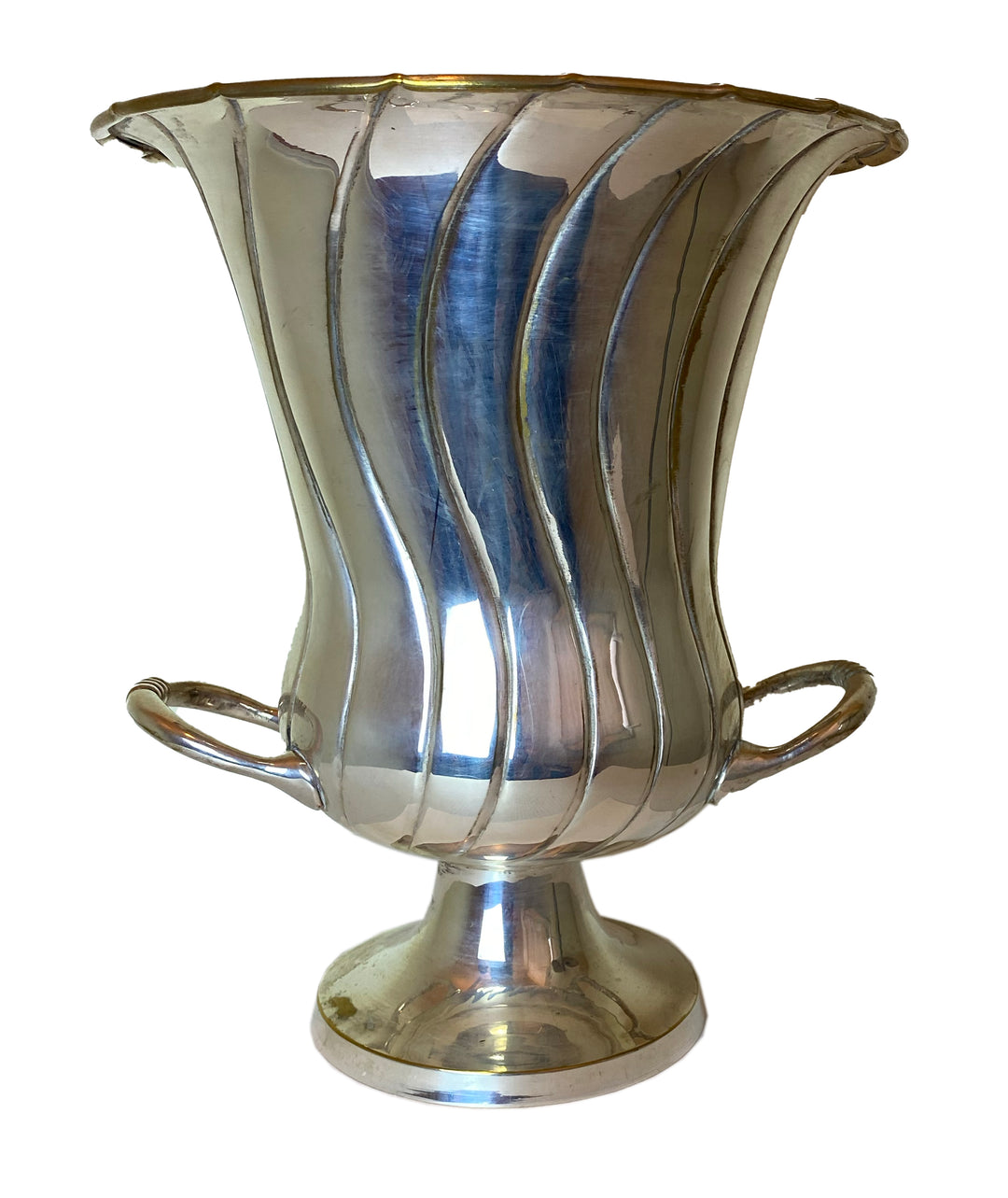 Vintage Silverplate Fluted Ice Bucket / Wine Cooler