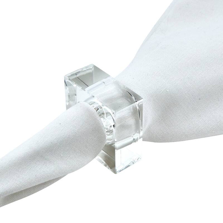 Crystal Square Napkin Ring - Set of 4